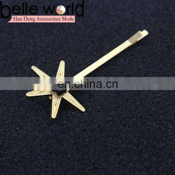 Gold Alloy 7CM Sun Flower Star Black Rhinestone Bobby Pins