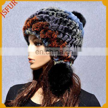 Three Pom Poms Winter Warm Real Animal Fur Hat photo-4