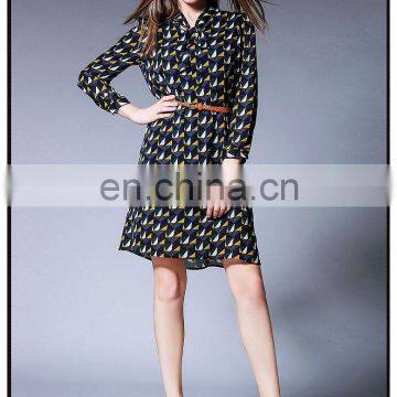 Side Vent Open Chiffon Print Dress Hot Sell Styles Chiffon Bow Dress photo-5