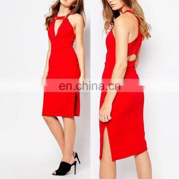 Factory Price New Arrival Hot Sale Sexe Red Real Pictures Of Halter Cocktail Party Dress