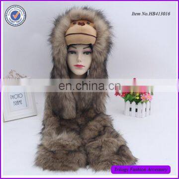 Chic Style Scarf With Animal Pocket ,Fur Scarf With Paws