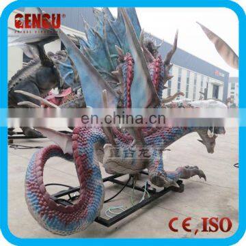 Outdoor Amusement Park Equipment Resin Dragon Garden Statues