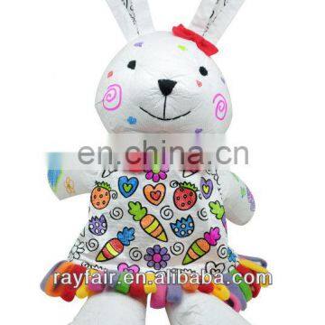 DIY painting your own tyvek washable rabit doll toy for kids with color markers