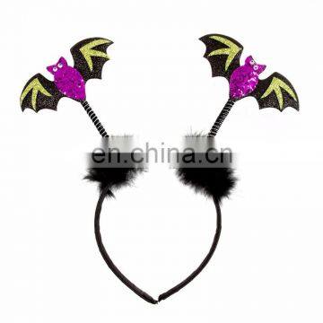 Bright powder halloween flashing bat pattern headband with spring decoration