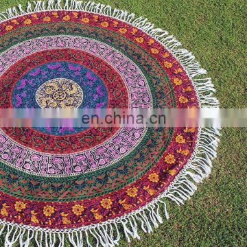 Indian Mandala Six Color Round Hippie Roundie Tapestries Hippy Boho Gypsy Cotton Round Beach Throw Yoga Mat Tassel