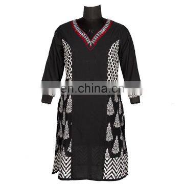 EMBOIDERY NECK LATEST PATTERN KURTIS ON 100% COTTON FABRIC