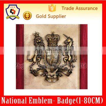 UK Royal Heraldry Blazon Lion & Unicorn Coat of Arms Shield Wall Sculpture(HH-emblem-016H)