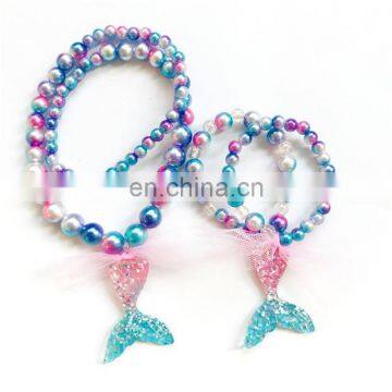 Baby Mermaid Necklace And Bracelet Set Bubblegum Beads Girl Chucky Necklace