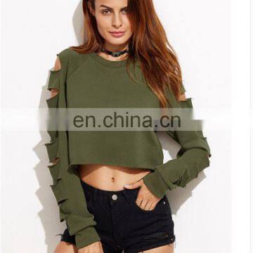 Women Polerones Mujer 2020 Long Sleeve Cropped Hoodie Crew Neck High Neck Sweatshirt Tee Custom Crop Top