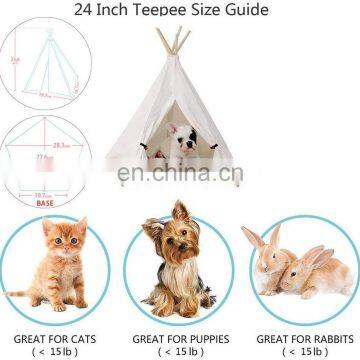 Pet Teepee Dog Canvas Cat Bed Portable Dog Teepee Tents Washable Pet Houses photo-5