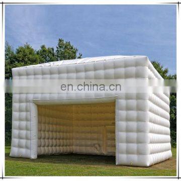 White fabric Mobile inflatable cube marquee with lighting