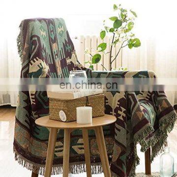 OLIVEHOME Decorative 100% Cotton Woven Throw Blanket Sofa Towel Cotton Warm Slipcover 130 x 180cm photo-2
