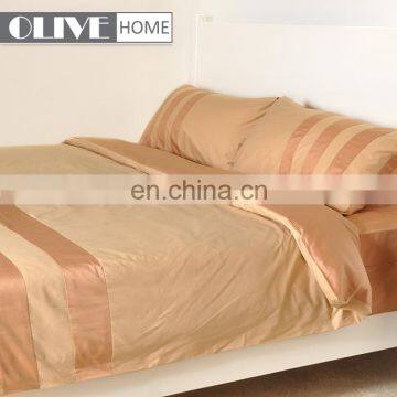 Wholesale Gold Luxury Striped 100% Cotton Percale Quilted Bed Set Bedding Bed Sheet Sets photo-2