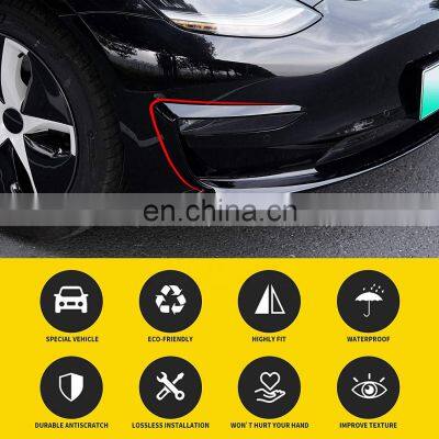 ABS Carbon Fiber Front Fog Light Trim Covers for Tesla Model 3 Frame Eyebrow Stickers Car Accessories 2021 photo-5