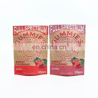 Food plastic custom mylar smell proof bag bolsa stand up pouch foil edible gummies 500mg packaging zip lock bags