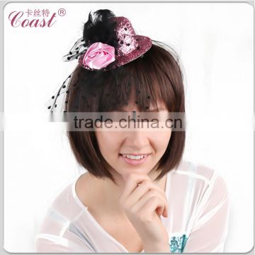 cheap pink hair clip decorative mini top hats sale for girls