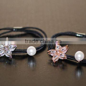 Colombia hot sale Five angle star flower floral with beads pearl con perla elastico hair banda para muchachas