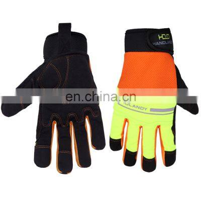 HANDLANDY Breathable Microfiber Palm Vibration-Resistant  Construction Safety Industrial Working Touch Screen Mens Work Gloves