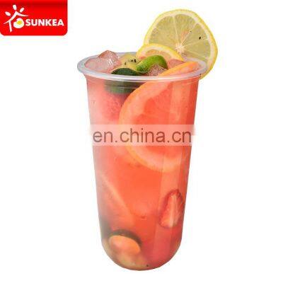 Bubble Tea Cup U Shape PP Plastic 700 Ml Beverage Single Wall