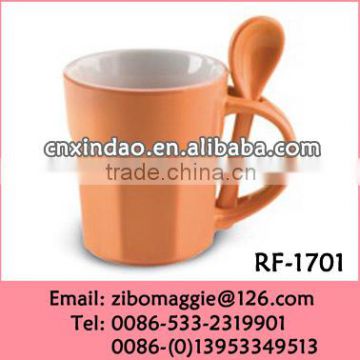 Hot Sale Colored Custom Popular Soup Mug with Spoon Ceramic Made In China