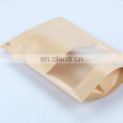 leak proof biodegradable custom logo printed brown kraft paper bags self standing food pouch aluminized