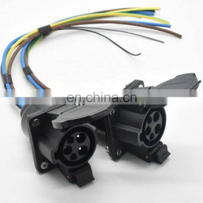 China Factory 16A 32A SAE J1772 Type 1 Vehicle Inlets 120V/240V AC EV Charger Socket With 0.5m Cable