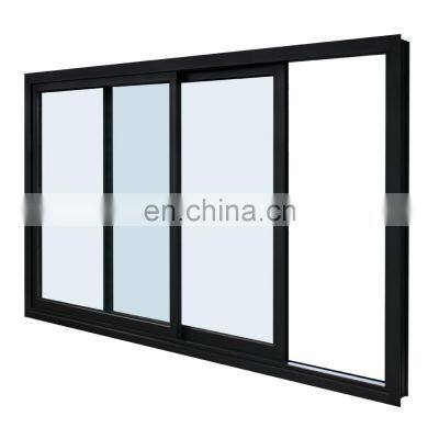 Double tempered glass non-thermal break sliding aluminum window with fiberglass flyscreen