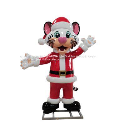 Cartoon Tiger With Christmas Elements photo-2