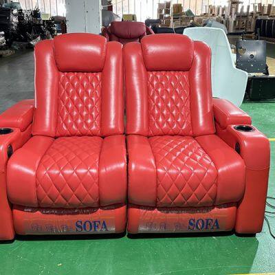 Red Home Theater Seat With Diamond Stitcing LS-856R photo-4