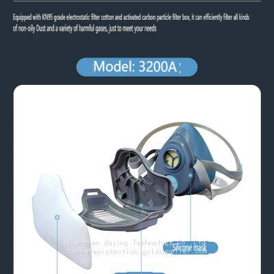 3200A Dustproof Reusable Respirator Half Face Gas Mask With Filters for Painting, Dust, Welding, Resin and Organic Vapor Gas photo-3