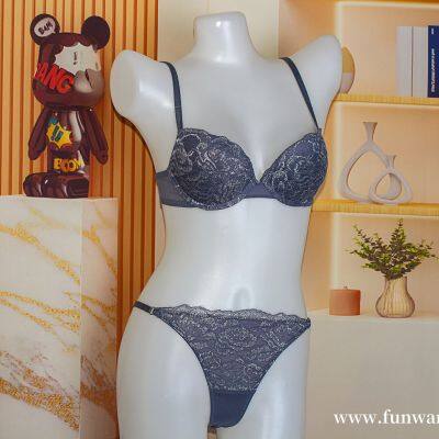Women's Lace Lingerie Bra and Panty Set Women Lingerie Lace Underwire Bra Set Sexy 2 Piece Underwear Strappy Babydoll