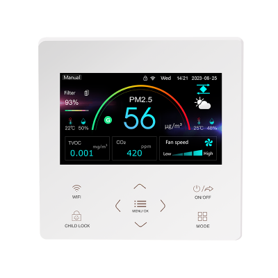 Customizable Ventilation System Smart Controllers Real-time air Quality Monitor Voc Pm2.5 Control with Tuya App