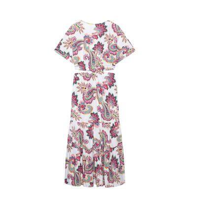 Nouveau vêtement imprimé pour femmes de style européen et américain, en style décontracté et large, à taille moyenne, pour le printemps/été 2025