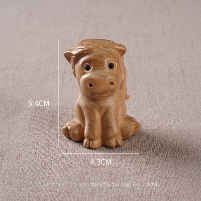 Chinese Zodiac Cartoon Ornaments Peach Wood Carving Hand-held Dolls Wood Carving Animal Zodiac Ornaments photo-4