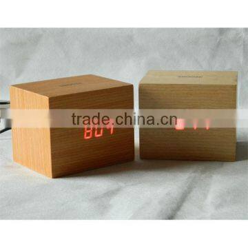 LED Wood Digital Clock with Touch Function for Snooze