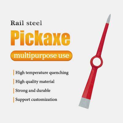 Rail Steel Mining Pickaxe Mattock Tool With Strong Wooden Handle for Digging Stone Soil Construction Work