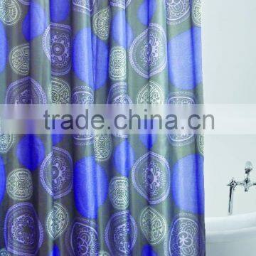 100% Polyester Chinese style flower printed shower curtain for hotel family