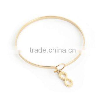 Simple Design Gold Plated Stainless Steel Infinity Charm Bangle