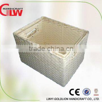 Set of 2 white paper storage basket with liner