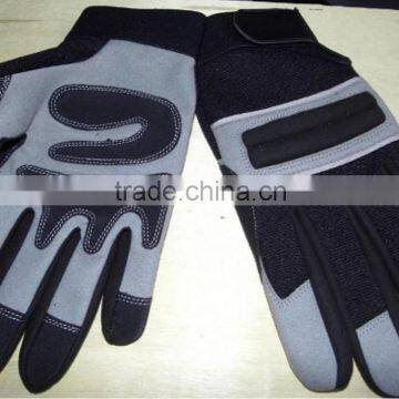 impact resistant mechanic safety working glove with hook and loop