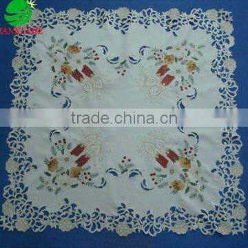 100% polyester embroidery christmas table cloth with cutwork houseware household textile