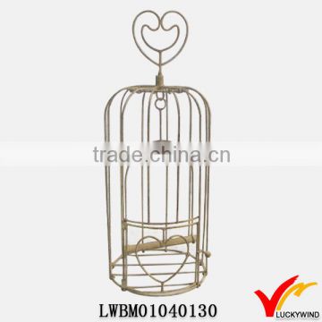 Rustic Beige Heart Handle Metal Small Wire Bird Cages