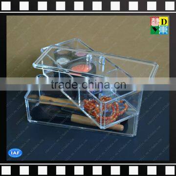 Wholesale clear acrylic makeup storage boxes,plexiglass decorative cosmetic storage boxes