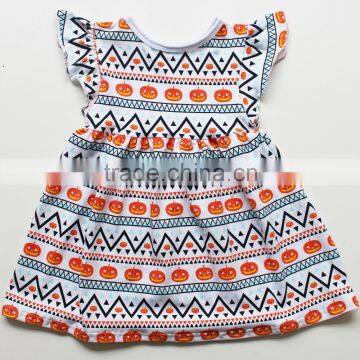 Fashion baby girl summer dress halloween child dress pumpkin pattern girl dress