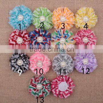 kids shabby chic chevron hair flower !cute girl large hair flower clips ! CB-3271