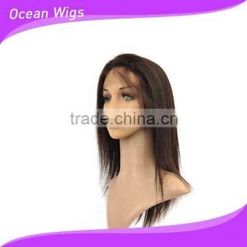 human hair wig, 14", straight, natural color