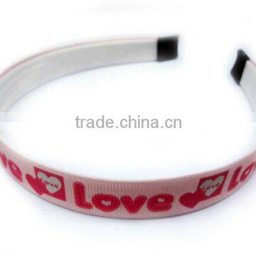 Love Printed Satin Plastic Simple Headband For Children