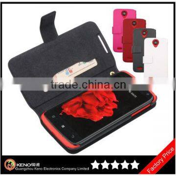 Keno Genuine Leather Wallet Flip Cover Mobile Phone Case for Lenovo S820