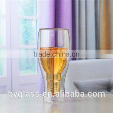 clear handmade borosilicate double wall beer glass cup