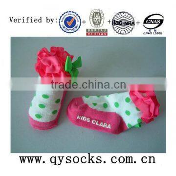 Baby cotton lace socks with lovely pattern and anti-slip bottom